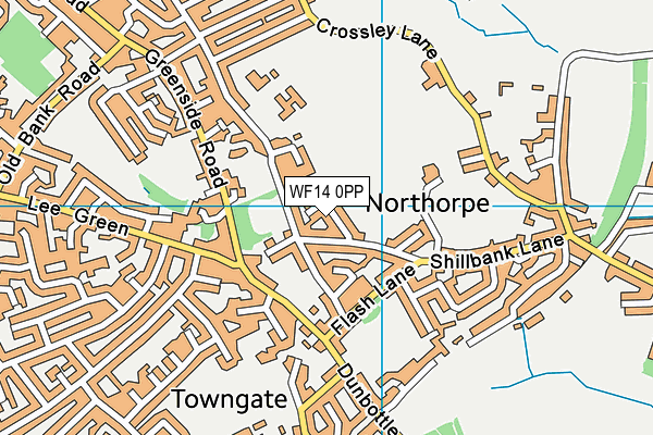 WF14 0PP map - OS VectorMap District (Ordnance Survey)