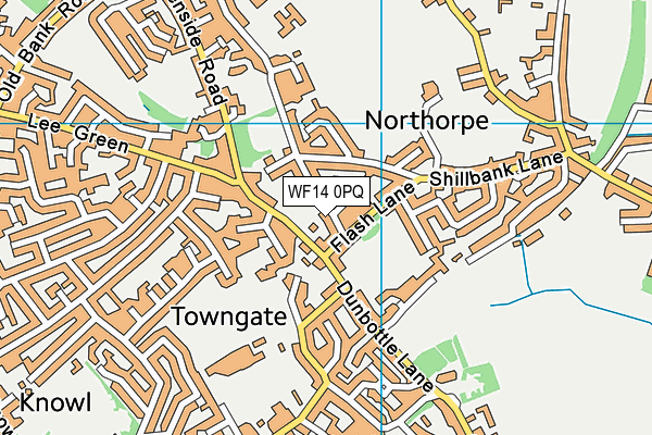 WF14 0PQ map - OS VectorMap District (Ordnance Survey)