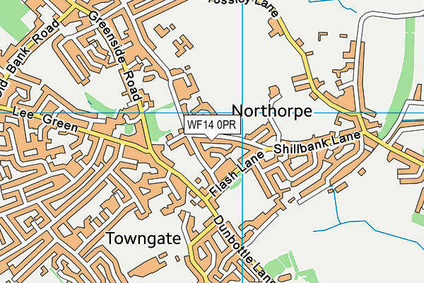 WF14 0PR map - OS VectorMap District (Ordnance Survey)