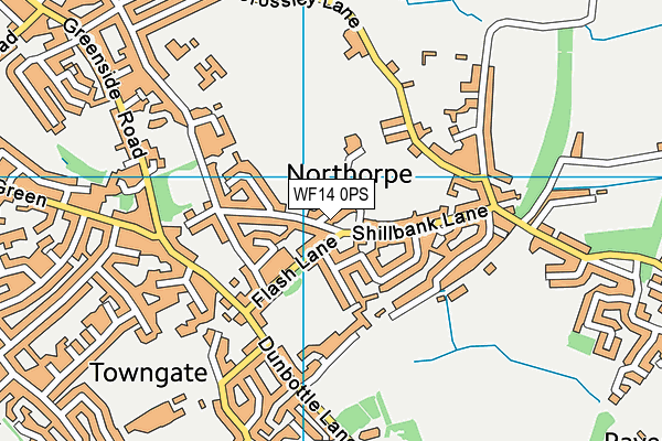 WF14 0PS map - OS VectorMap District (Ordnance Survey)