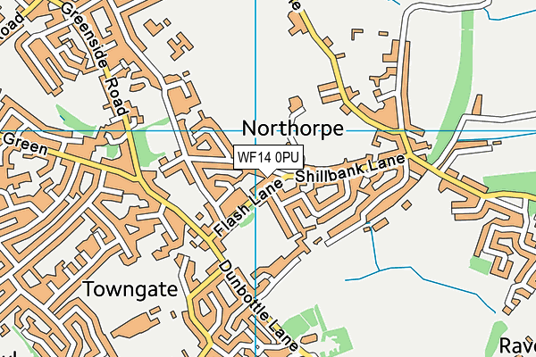 WF14 0PU map - OS VectorMap District (Ordnance Survey)