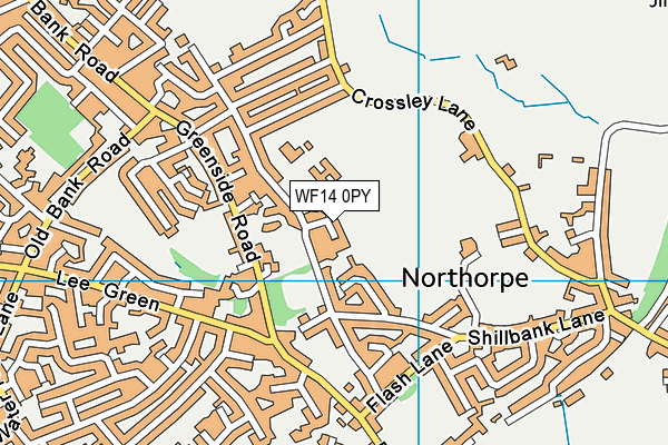 WF14 0PY map - OS VectorMap District (Ordnance Survey)