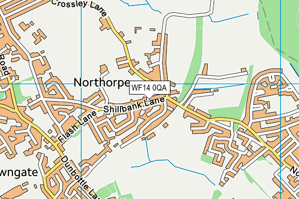 WF14 0QA map - OS VectorMap District (Ordnance Survey)