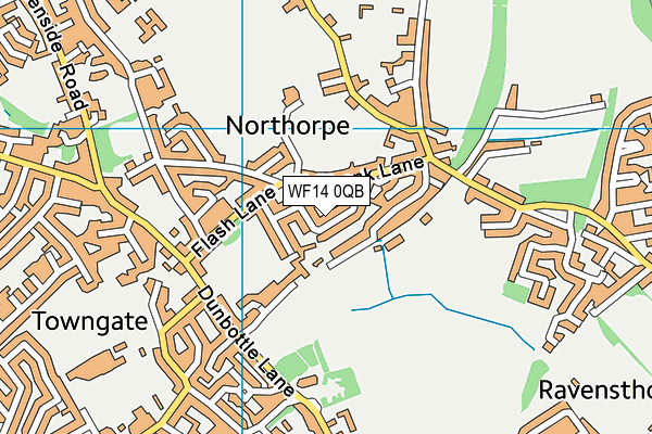 WF14 0QB map - OS VectorMap District (Ordnance Survey)