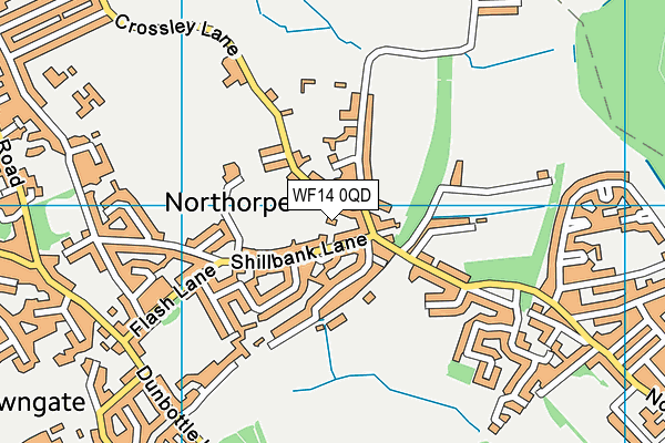 WF14 0QD map - OS VectorMap District (Ordnance Survey)