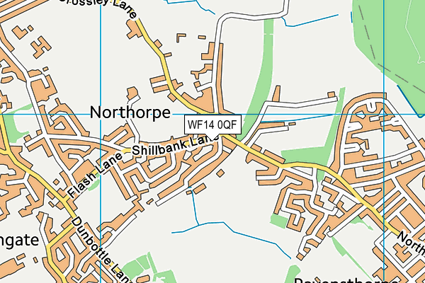 WF14 0QF map - OS VectorMap District (Ordnance Survey)