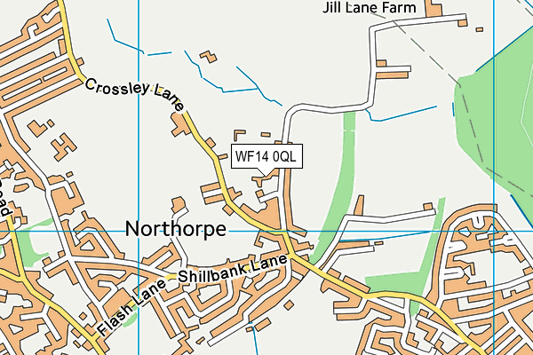 WF14 0QL map - OS VectorMap District (Ordnance Survey)