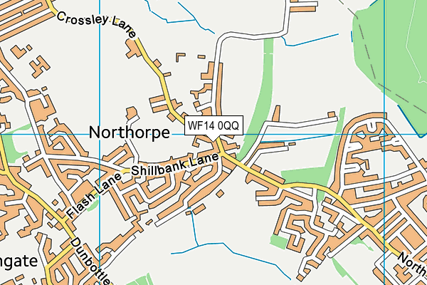 WF14 0QQ map - OS VectorMap District (Ordnance Survey)