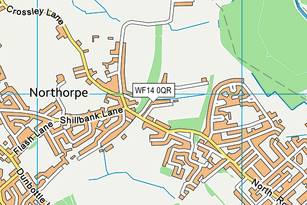 WF14 0QR map - OS VectorMap District (Ordnance Survey)