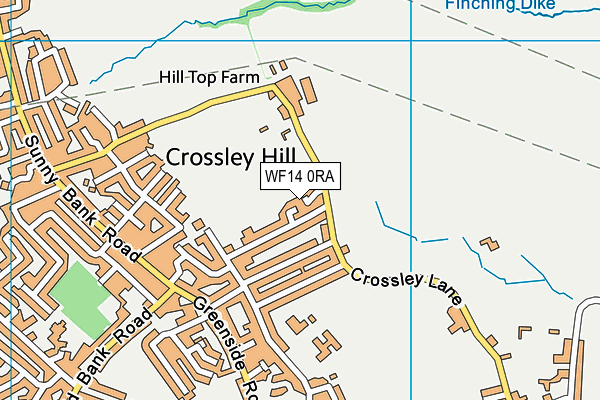 WF14 0RA map - OS VectorMap District (Ordnance Survey)