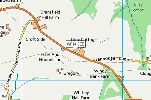 WF14 8EE map - OS VectorMap District (Ordnance Survey)