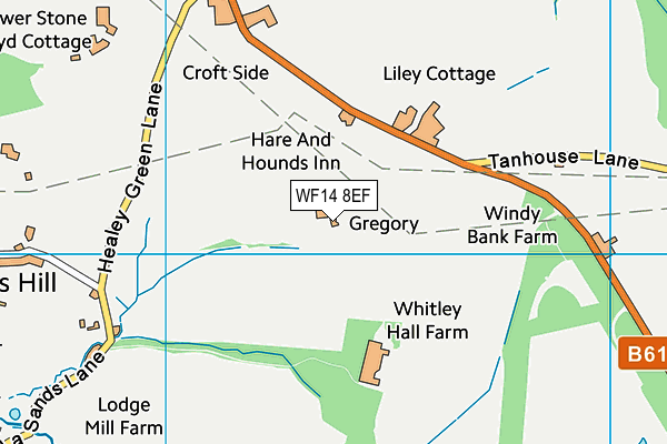 WF14 8EF map - OS VectorMap District (Ordnance Survey)