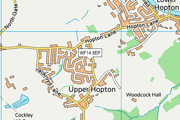 WF14 8EP map - OS VectorMap District (Ordnance Survey)