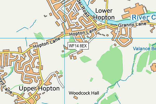 WF14 8EX map - OS VectorMap District (Ordnance Survey)