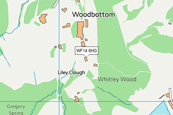 WF14 8HG map - OS VectorMap District (Ordnance Survey)