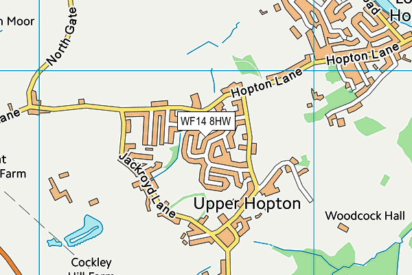 WF14 8HW map - OS VectorMap District (Ordnance Survey)