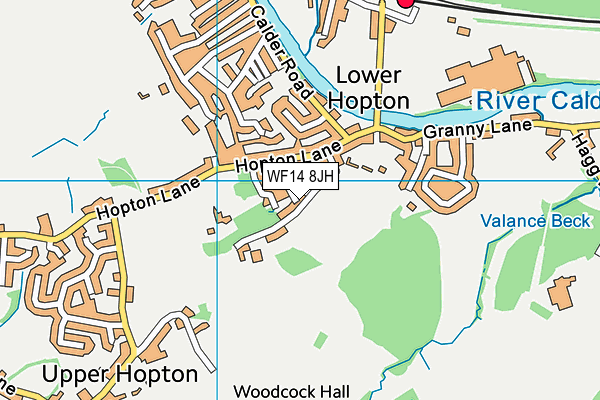 WF14 8JH map - OS VectorMap District (Ordnance Survey)