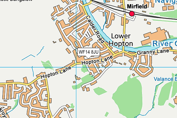 WF14 8JU map - OS VectorMap District (Ordnance Survey)