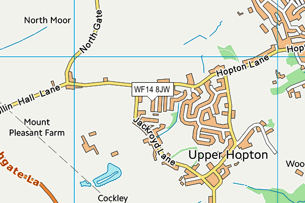 WF14 8JW map - OS VectorMap District (Ordnance Survey)