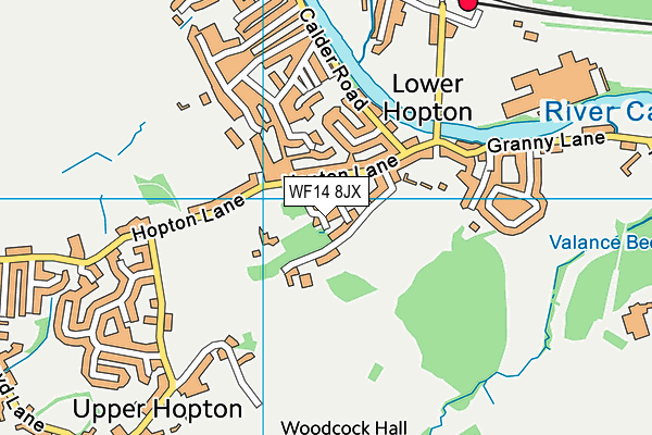 WF14 8JX map - OS VectorMap District (Ordnance Survey)