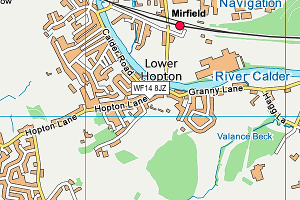 WF14 8JZ map - OS VectorMap District (Ordnance Survey)