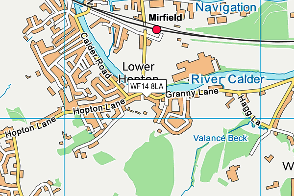 WF14 8LA map - OS VectorMap District (Ordnance Survey)