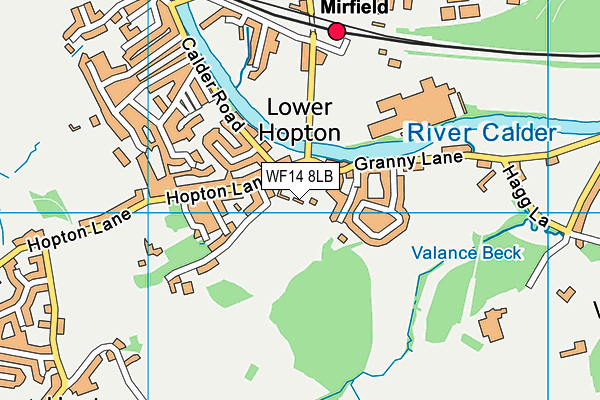 WF14 8LB map - OS VectorMap District (Ordnance Survey)