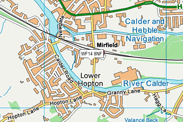 WF14 8NF map - OS VectorMap District (Ordnance Survey)