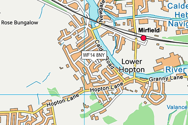 WF14 8NY map - OS VectorMap District (Ordnance Survey)