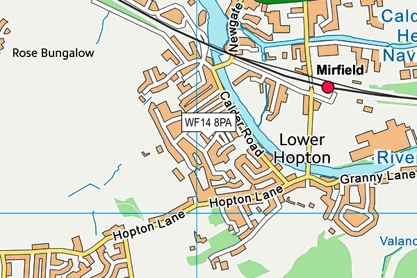 WF14 8PA map - OS VectorMap District (Ordnance Survey)