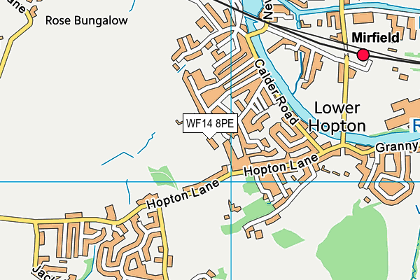 WF14 8PE map - OS VectorMap District (Ordnance Survey)