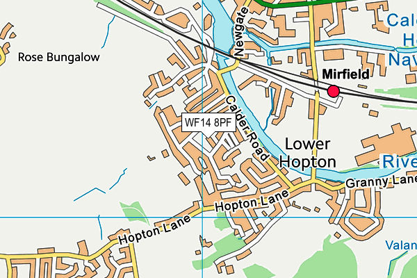 WF14 8PF map - OS VectorMap District (Ordnance Survey)