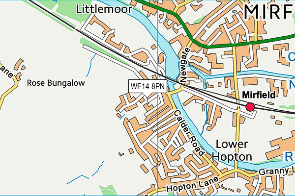 WF14 8PN map - OS VectorMap District (Ordnance Survey)