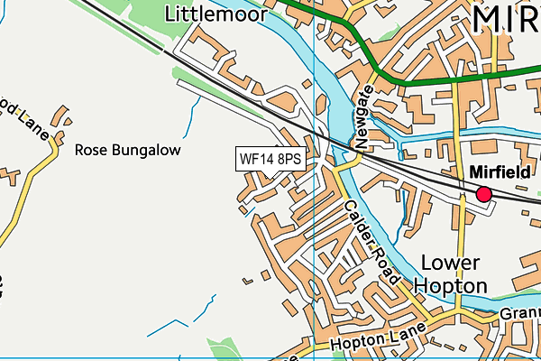 WF14 8PS map - OS VectorMap District (Ordnance Survey)