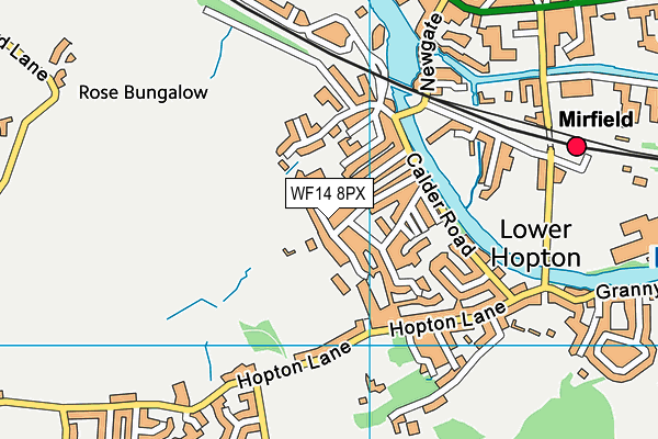 WF14 8PX map - OS VectorMap District (Ordnance Survey)