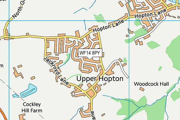 WF14 8PY map - OS VectorMap District (Ordnance Survey)