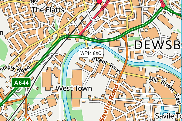 WF14 8XQ map - OS VectorMap District (Ordnance Survey)