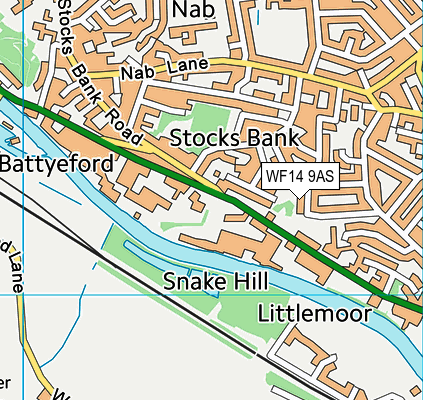 WF14 9AS map - OS VectorMap District (Ordnance Survey)