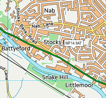 WF14 9AT map - OS VectorMap District (Ordnance Survey)