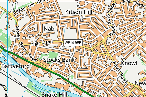 WF14 9BB map - OS VectorMap District (Ordnance Survey)