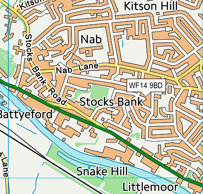 WF14 9BD map - OS VectorMap District (Ordnance Survey)