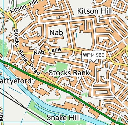 WF14 9BE map - OS VectorMap District (Ordnance Survey)