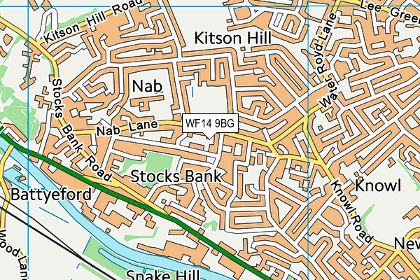 WF14 9BG map - OS VectorMap District (Ordnance Survey)