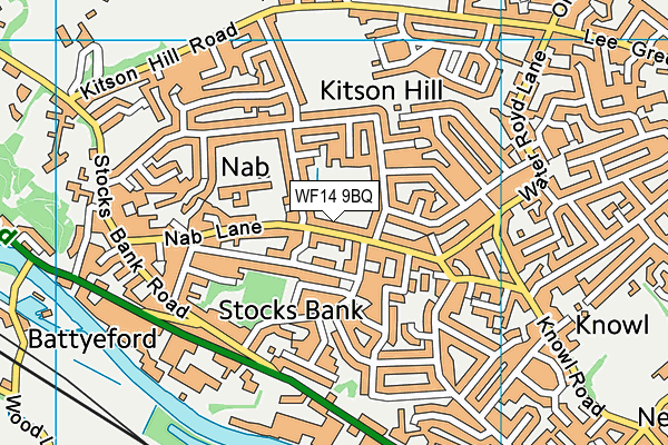 WF14 9BQ map - OS VectorMap District (Ordnance Survey)