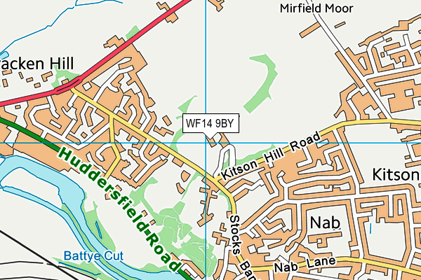 WF14 9BY map - OS VectorMap District (Ordnance Survey)