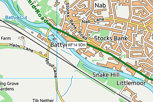 WF14 9DH map - OS VectorMap District (Ordnance Survey)