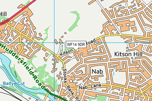 WF14 9DR map - OS VectorMap District (Ordnance Survey)