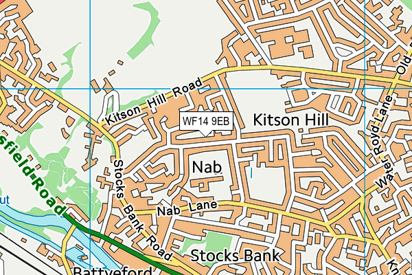 WF14 9EB map - OS VectorMap District (Ordnance Survey)