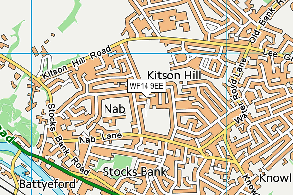 WF14 9EE map - OS VectorMap District (Ordnance Survey)