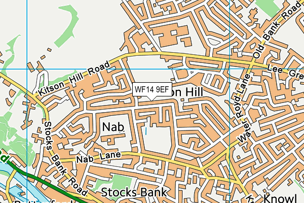 WF14 9EF map - OS VectorMap District (Ordnance Survey)